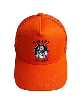 AMIRI Orange Embroidered Zig-Zag Logo Trucker Cap
